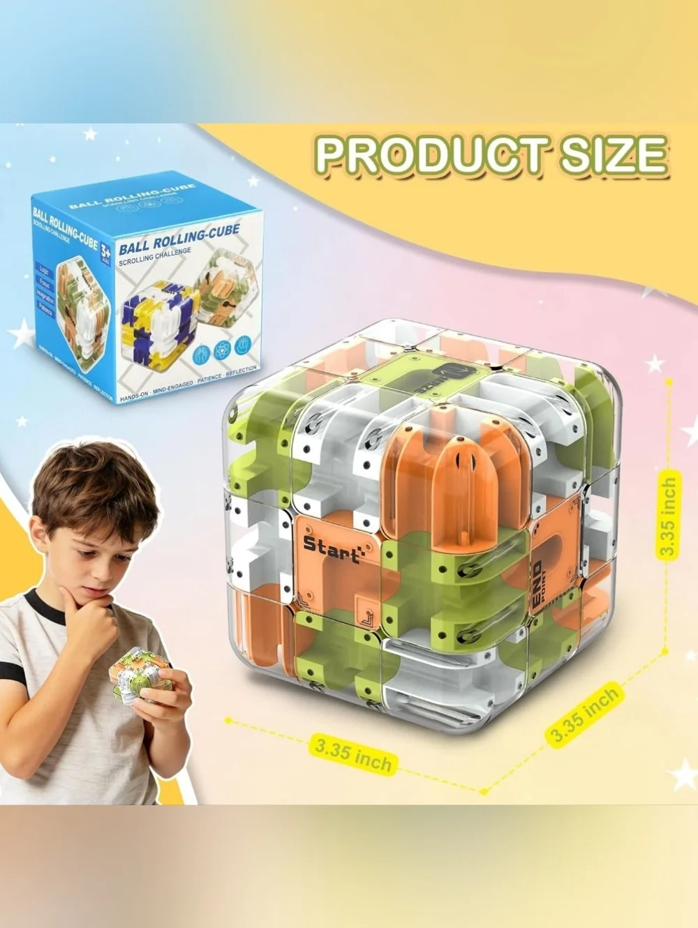 ATESSON 3D Rolling Ball Maze Cube